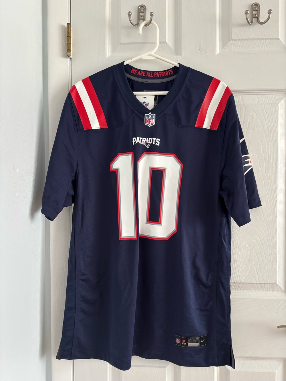Nike Patriots Navy #10 Football Jersey with Red & White Accents